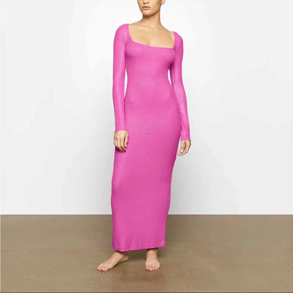 Skins soft lounge shimmer long sleeve dress